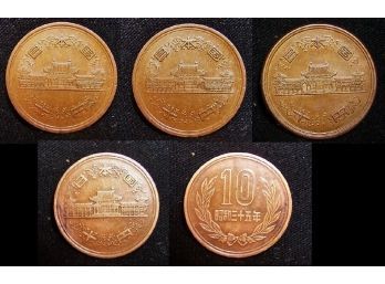 Lot Of 4 Japanese Japan 10 Yen Bronze Coins XF (agn8)