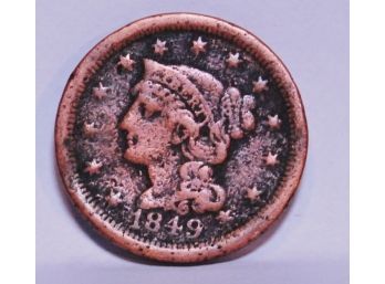 1849 Braided Hair Coronet Large Cent Early Date Gmx4()
