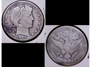 1902-S Barber Half Dollar 90 Percent Silver NICE!  (LLtpr6)