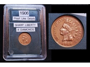1906 Indian Head Cent / Penny PROOF-LIKE Uncirculated In Slab SUPERB! (apv6)
