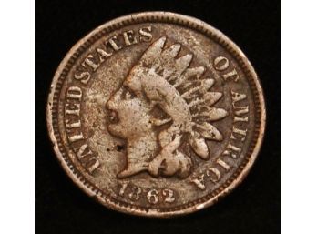 1862 Indian Head Cent / Penny Civil War Era  BETTER DATE!  NICE  (dfg6)