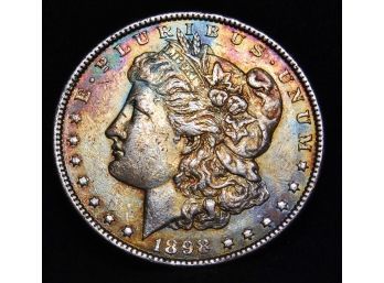 1898 Morgan Silver Dollar Near Uncirculated 90 Percent Silver  - Real Natural Toned BEAUTY (mgt5)