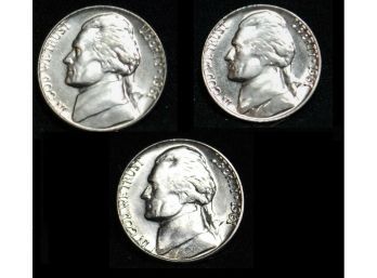 Lot Of (3) 1961-D Jefferson Nickels BU Brilliant Uncirculated GEMS (uwa9)
