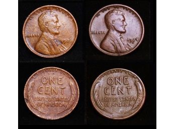 Lot Of 2   1924-S (Semi Key Date) & 1926  NICE EARLY  Lincoln Wheat Cents Pennies (mub4)