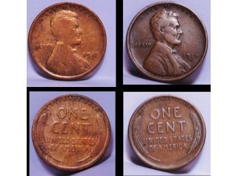 Lot Of 2  NICE EARLY  Lincoln Wheat Cents Pennies 1917  1917-S  (zam6)