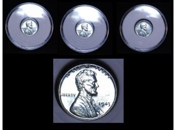 Lot Of 3 1943 Lincoln Wheat Steel Cents / Pennies BU BEAUTIFUL COINS In Capsules  (yyr8)
