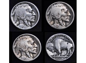 Lot Of 3 Buffalo Nickels  1916  1919   1920  VG  Early Dates (bqk8)