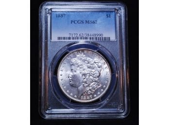 1887 PCGS Graded Morgan Silver Dollar MS-62 90 Percent Silver BETTER DATE (hef4)