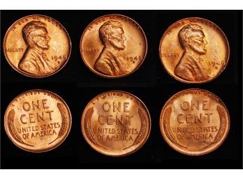 3  1948-S  Lincoln Wheat Cents Pennies BU Red Brilliant Uncirc Superb Proof-like (psw5)