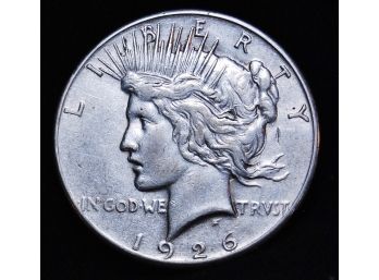 1926-S   Peace 90 Silver Dollar Uncirculated Nice Coin!  (dxe3)