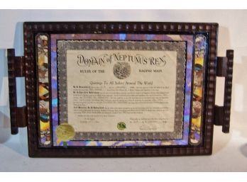 Vintage DOMAIN NEPTUNUS REX 1948 USS Ship Nautical Butterfly Wing TRAY