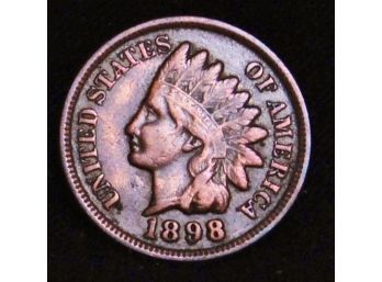 1898 Indian Head Cent / Penny Closely Circulated FULL LIBERTY  Nice Color! (pha2)