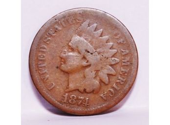 1874 Indian Head Cent / Penny  SCARCE DATE!  (bua4)