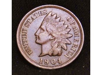 1904 Indian Head Cent / Penny AU FULL LIBERTY And DIAMONDS! Super Nice   (hok2)