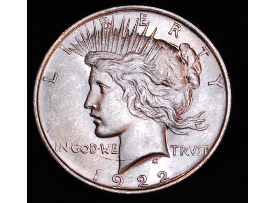 1922 Peace Dollar 90 Percent Silver AU Near Uncirculated (6mj4)