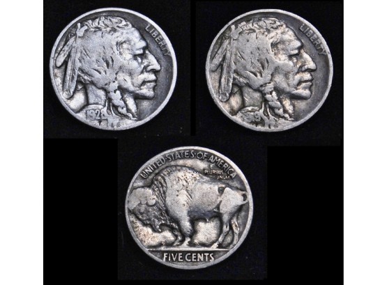 Lot Of 2 Buffalo Nickels 1919-D  1928 SEMI-KEY DATE VG Plus / Fine  (wap4)