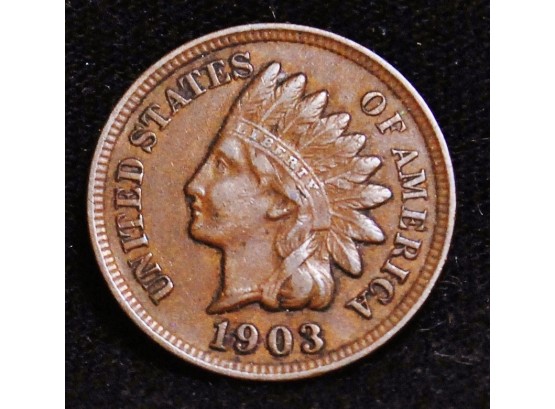 1903 Indian Head Cent / Penny AU Near Uncirculated Full Liberty / 4 Diamonds (nbc4)