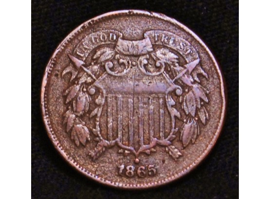 1865 Two Cent Piece Civil War Era Coin VF / XF Nice WE Showing! (9cec4)