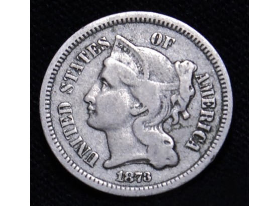 1873 Three Cent Silver Nickel Near Full Column Lines! XF (cthe3)