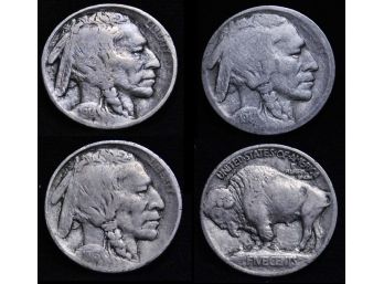 Lot Of 3   1913  1914  1914-S   KEY DATES!  Early Buffalo Nickels  (jom7)