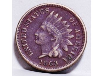 1863  Indian Head Cent Penny TOUGH DATE TO FIND! XF Full Liberty  (vdx45)