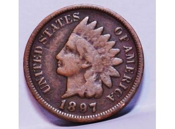 1897 Indian Head Cent / Penny  BETTER DATE! XF Super Coin!  (afa3)