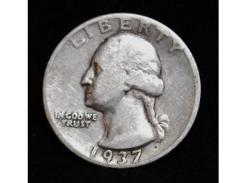 1937-D Silver Washington Quarter 90 Percent Silver Coin  (ezs6)