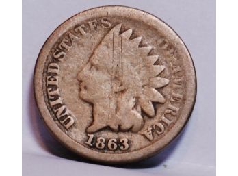 1863 Indian Head Cent / Penny Civil War Era  BETTER DATE!  NICE  (erd5)