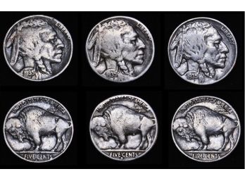 Lot Of 3 Buffalo Nickels  1935-P   1935-S  1935-D   (paq2)
