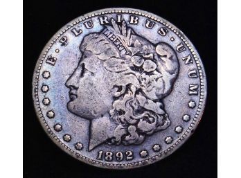 1892-S KEY DATE Morgan Silver Dollar 90 Percent Silver - Light Natural Toning - SUPER (saf7)