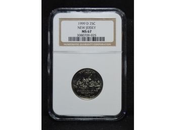 1999-D NEW JERSEY NGC State Quarter Graded MS-67 BEAUTIFUL! (vc4)