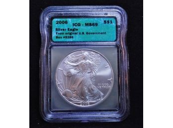 2006 ICG Graded American Silver Eagle MS-69  1oz .999 Pure Silver (prt6)