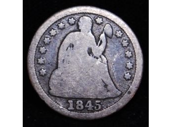 1845 Seated Liberty  90 Percent Silver Dime (wrt7)