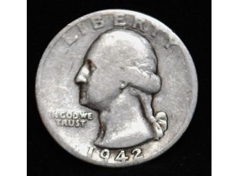 1942 Silver Washington Quarter 90 Percent Silver Coin  (yde9)