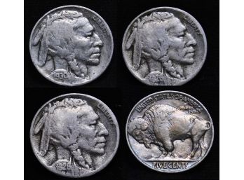 Lot Of 3  1926-S  1930  1930  Buffalo Nickels NICE  (fef2)