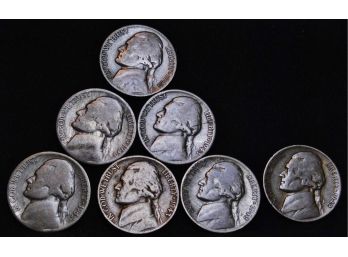 Lot Of 7  1943-P 1943-S 1942-P 1942-S  Silver WAR NICKELS (smy55)