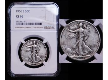 1936-S NGC Graded Walking Liberty Half Dollar 90 Percent Silver XF 40 (hef98)
