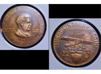 1927 Charles 'LUCKY' Lindbergh Spirit Of St. Louis Coin NY To Paris Good Luck UNCIRCULATED BU  (LLrtp8)