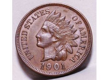 1901 Indian Head Cent Penny  XF Plus BOLD LIBERTY / 4 Perfect Diamonds  WOW  (hyp57)
