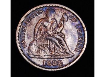 1888 Seated Liberty Silver Dime Near FULL Liberty  (1vtr6)