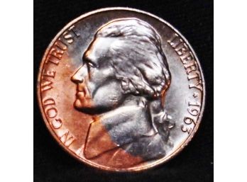 1963 Jefferson Nickel ERROR COIN Improper Annealed Planchet / Scintered BU Condition (2ebu8)