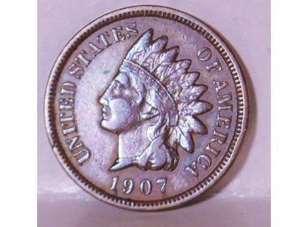1907  Indian Head Cent Penny XF Full Liberty & Diamonds (act41)