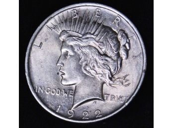 1922 Peace Dollar 90 Percent Silver XF Plus / AU Nice Coin! (amy45)