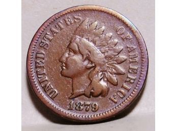 RARE DATE! 1879  Indian Head Cent Penny  VG  / Fine  (zekn9)
