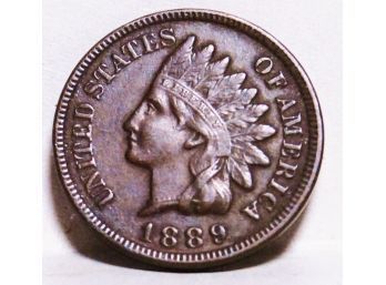 1889  Indian Head Cent Penny Full BOLD Liberty / 4 BOLD Diamonds AU / Uncirculated Wow!! (pacr3)