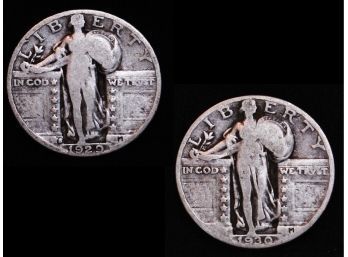 1929-S & 1930 Standing Liberty US Quarter 90 Silver FINE Better Dates (8bcs2)