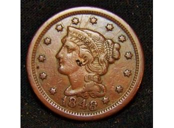 1848 Braided Hair / Coronet Large Cent F / XF (jmg5)