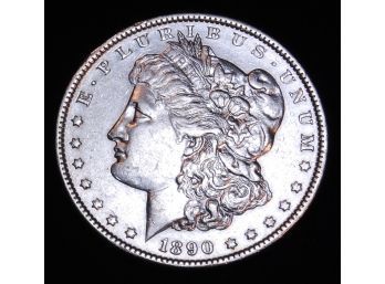 1890 Morgan Silver Dollar 90 Silver  AU  Nice Luster!  (0fdr5)