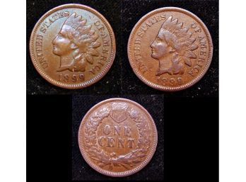 Lot Of 2   1899  Indian Head Cents Penny XF  Closely Circ High Grade Full Liberty (nik4)