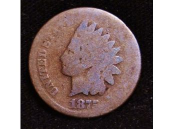 1875 Indian Head Cent Circulated RARE DATE ! Low Mintage VERY HARD TO FIND (kpp7)